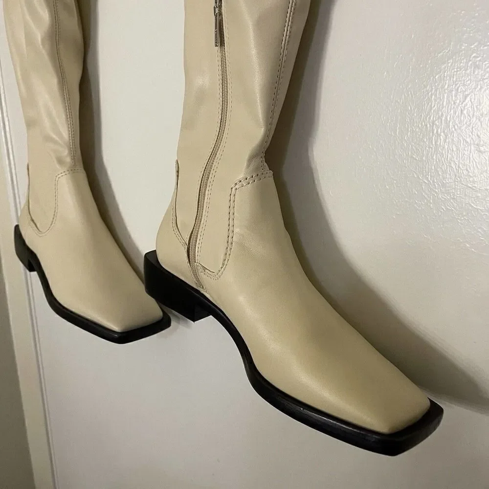 NEW Schutz Guily Up Over the Knee Boot Color EGGSHELL Square toe Size 6